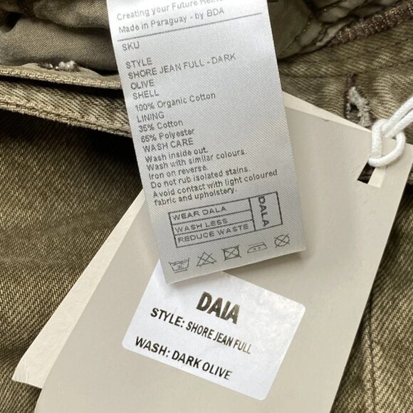 Dala Women’s Jeans Dark Olive Green Size 27 Shore Full Loose Straight Cotton - Picture 4 of 8